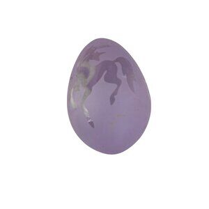 Purple Amethyst Egg-Shaped Crystal With Engraved Horse Design Glass Figurine For